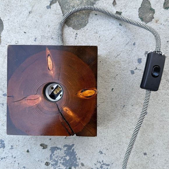 Solid Wood Block Light Bulb Lamp - Picture 10 of 14